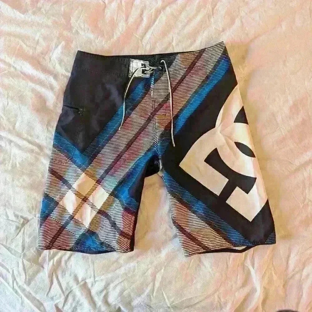DC, Board Shorts, Black, white and Blue  and red, Size 34